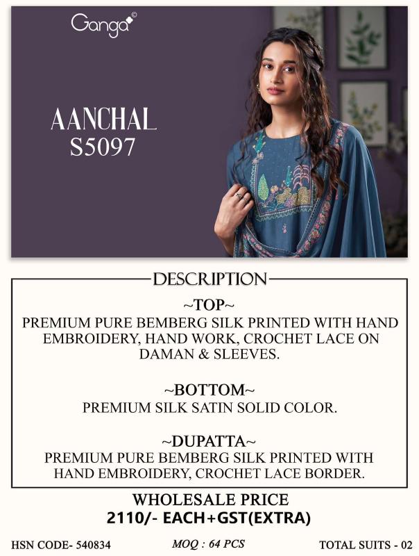 Ganga aanchal 5097 dress material wholesale